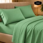 Twill Stripe Cotton Bedsheet - Forest Green