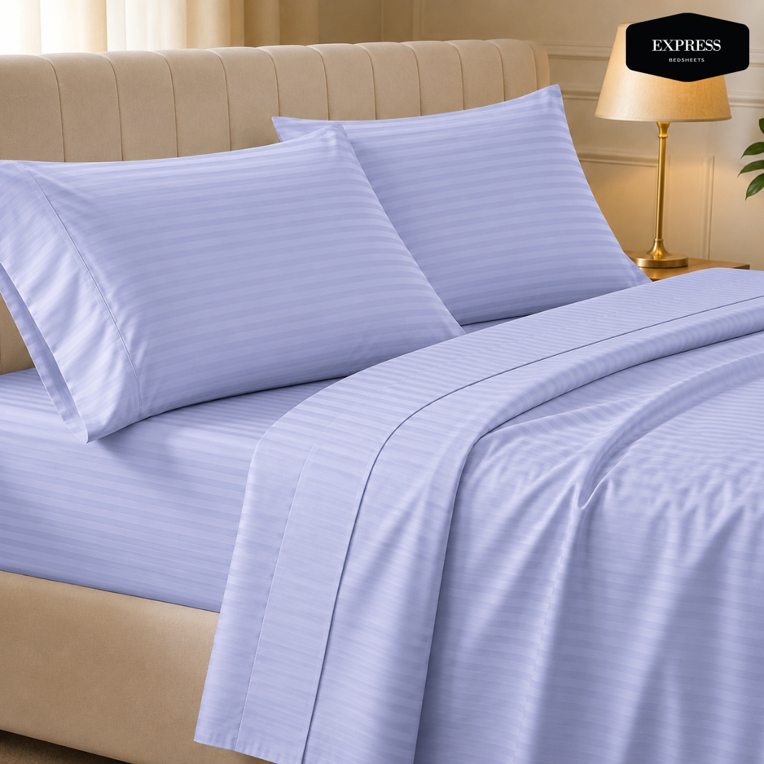 WhatsApp Image 2026-05-27 at 3.27.57 PM Twill Stripe Cotton Bedsheet - Light Purple - Image 1