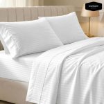 Twill Stripe Cotton Bedsheet - White