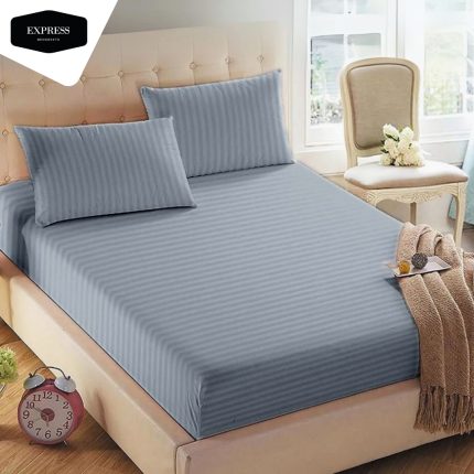 Twill Stripe Cotton Bedsheet - light grey