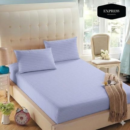 Twill Stripe Cotton Bedsheet - Light Purple