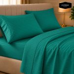 Twill Stripe Cotton Bedsheet - Dark Green