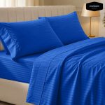 Twill Stripe Cotton Bedsheet - Royal Blue