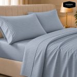 Twill Stripe Cotton Bedsheet - light grey