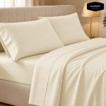 Twill Stripe Cotton Bedsheet - Cream