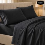 Twill Stripe Cotton Bedsheet - Black