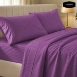 Twill Stripe Cotton Bedsheet - Purple