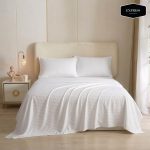 300TC White Stripe Bedsheet Set – 72x100 | 3PCS Cotton Bedding