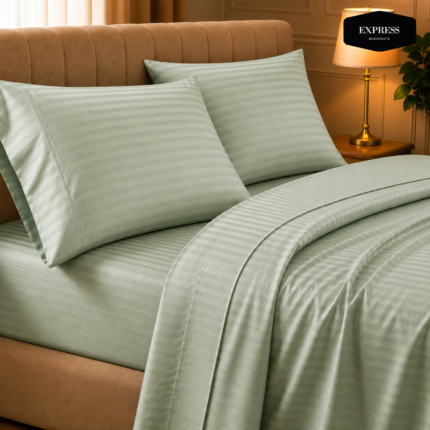 Twill Stripe Cotton Bedsheet - 90x100 king Size
