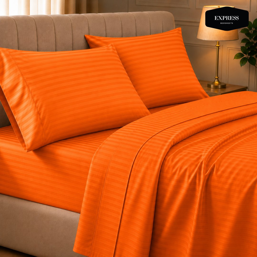 9 Twill Stripe Cotton Bedsheet - 90x100 king Size - Image 1